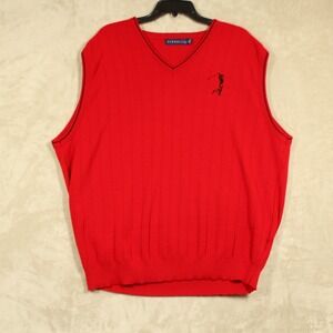 Pinnacle Mens Sweater Vest Red Sz XL Made In USA Golf Man Swinging Logo
